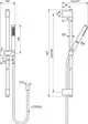 Brausekombination von Ideal Standard mit Handbrause und vertikaler Halterung. Maße und Details sind im technischen Diagramm eingezeichnet.